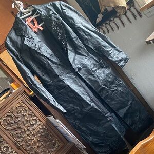 Women 100%  Leather black long Coat
